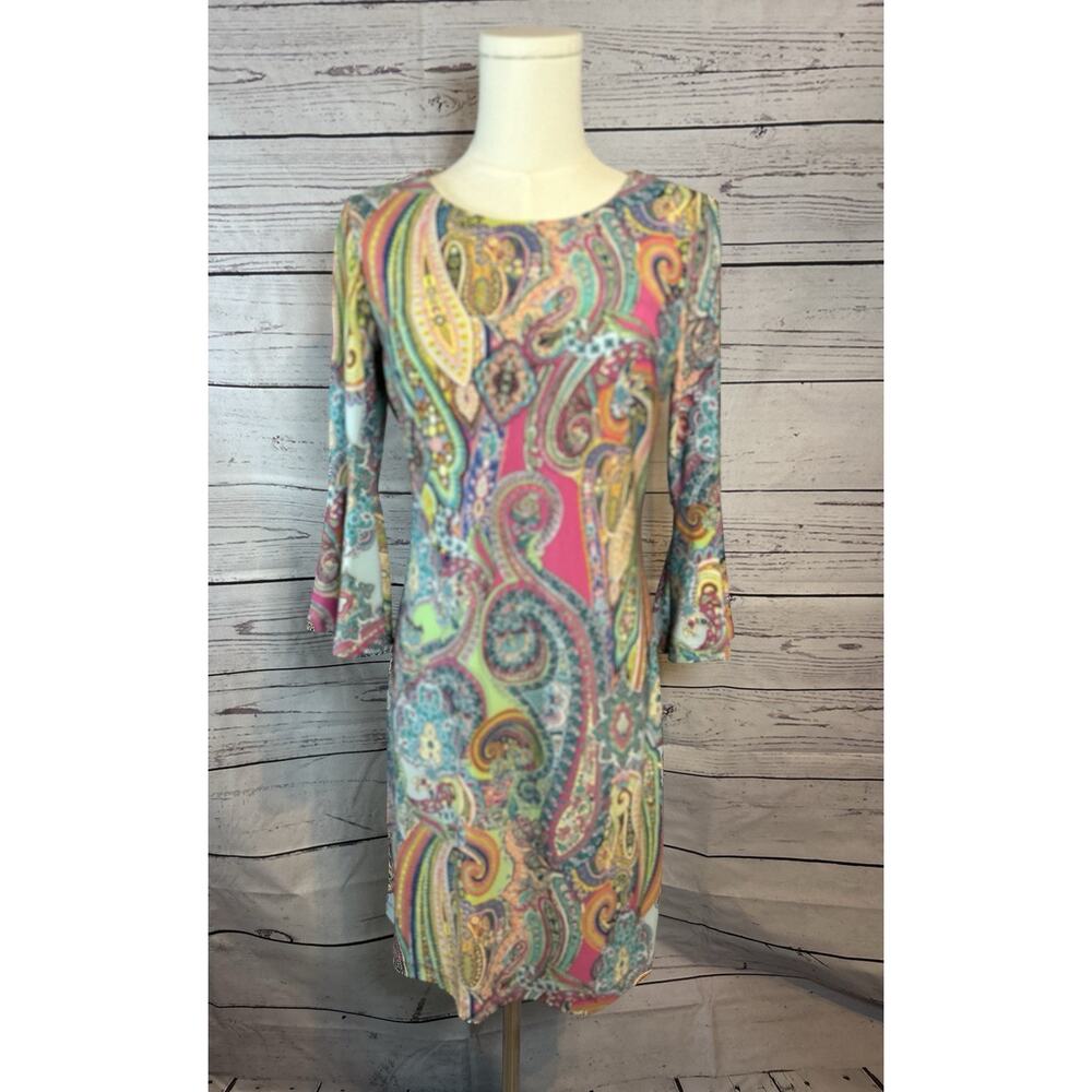 Tommy Hilfiger Women’s Petites Jaipur Paisley Matte Jersey Dress 4P Multicolor